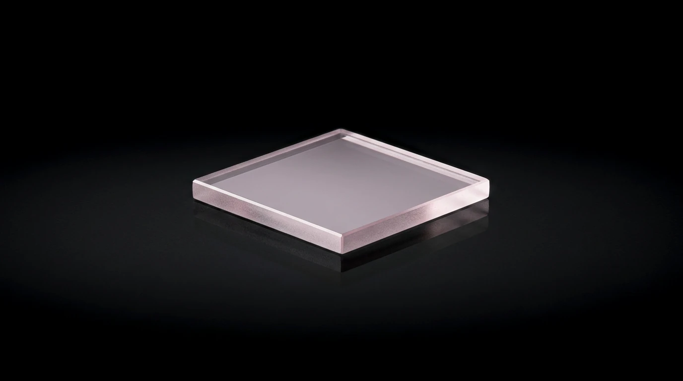Illustration: a small plate of lab-grown diamond resting on black glass.